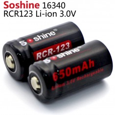 Аккумулятор Soshine Li-ion RCR123 16340 3,0 В 650 мАч